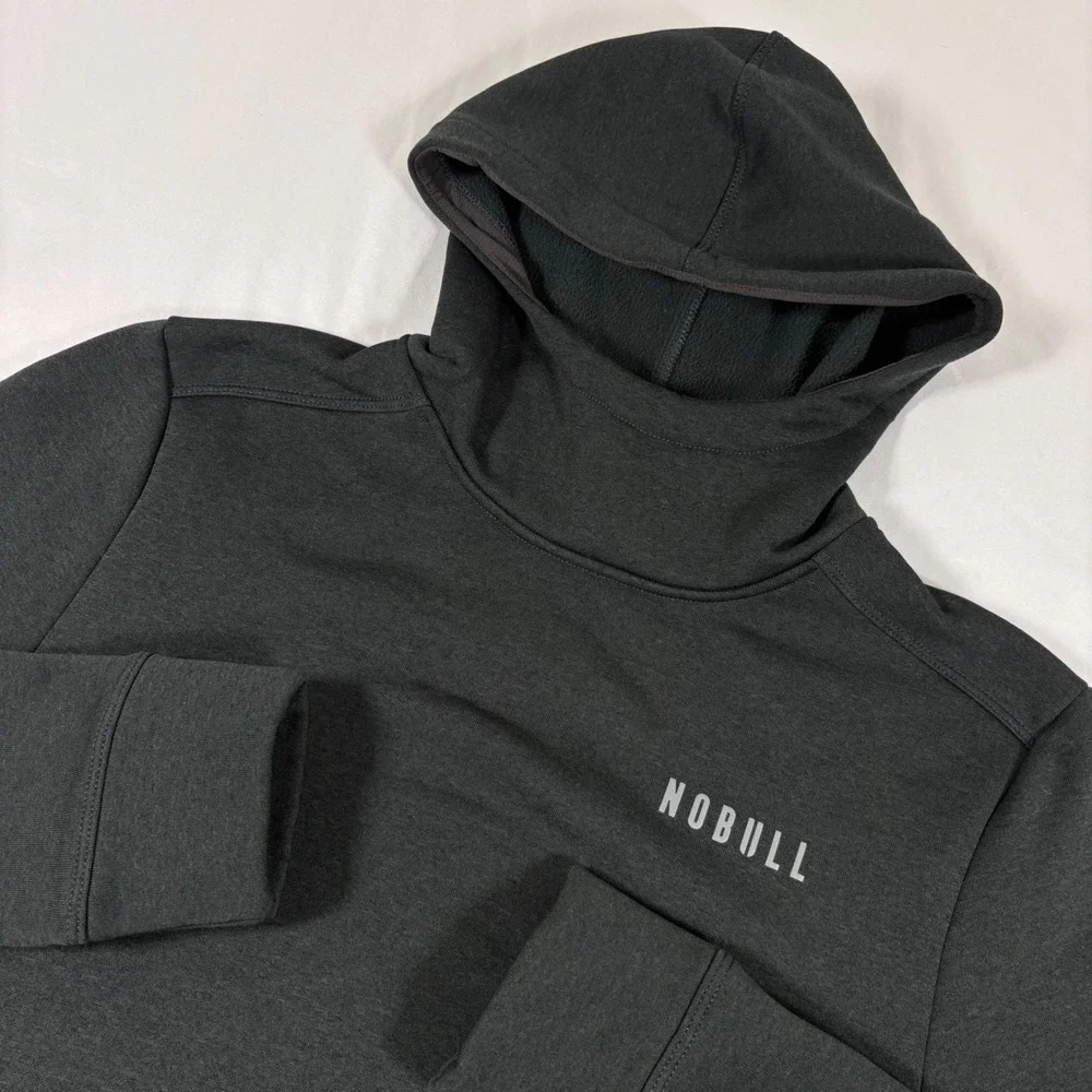 NOBULL Mens High Neck Hoodie Charcoal Gray Scuba Sweatshirt Men's Medium Gym